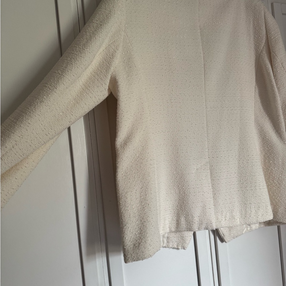 Women's Cream Double-Breasted Bouclé Blazer with Gold Buttons - Picture 7 of 8